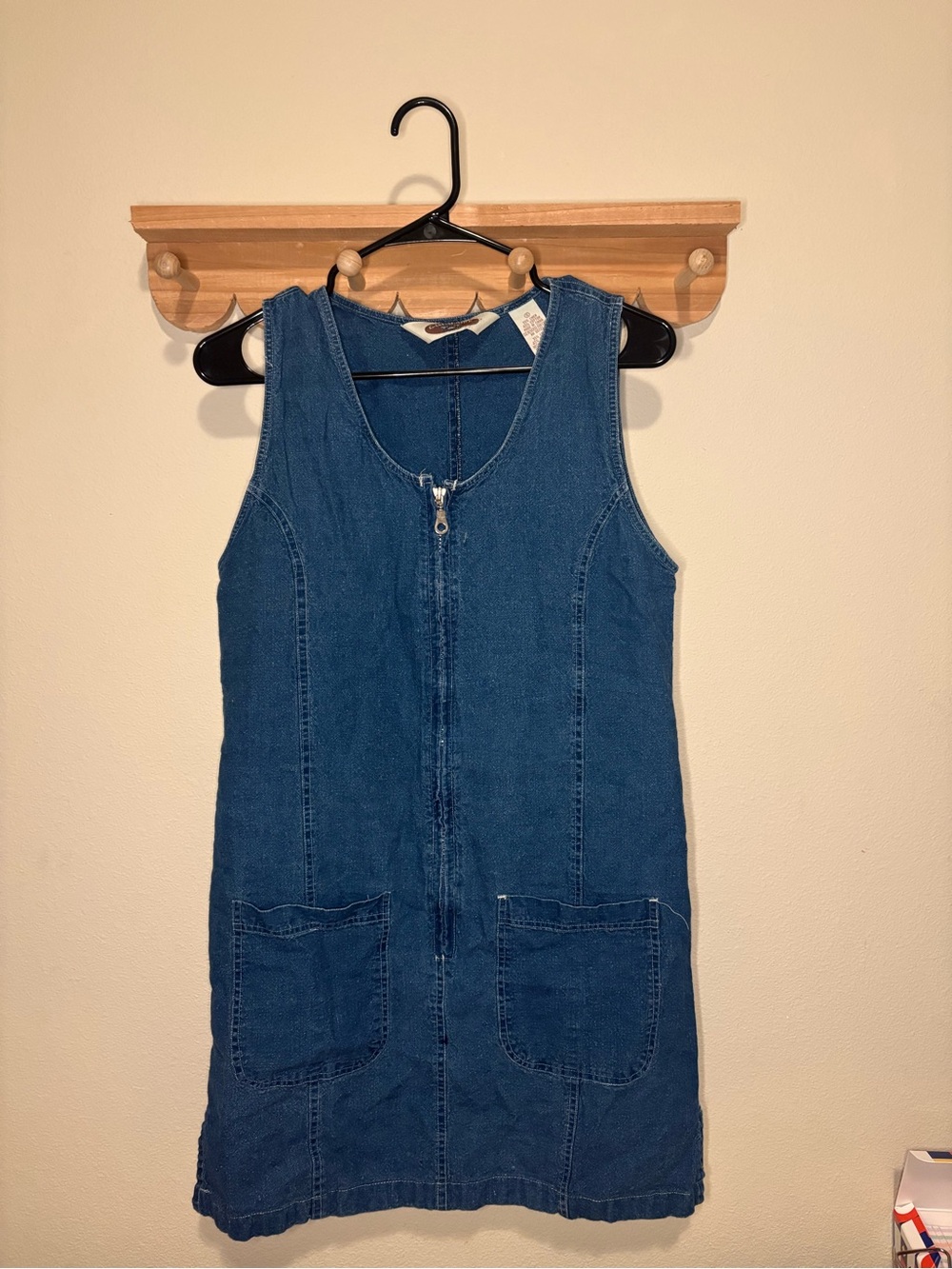 Denim Zip-Front Mini Dress - Blue